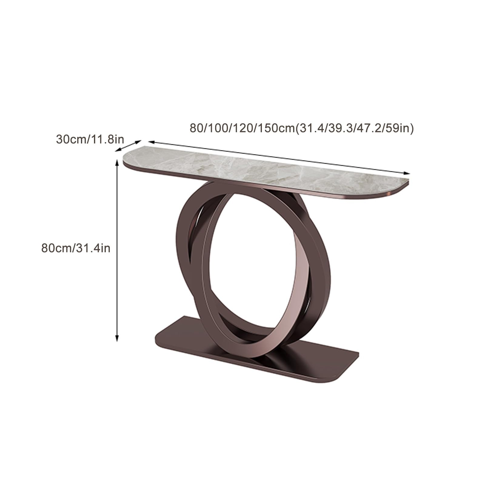 Tavolo Consolle Ingresso Stretta con Divano, Tavolo Moderno in Finto Marmo con Base Geometrica, Adatto A Ingressi, Soggiorni E Ingressi(Gold,80cm/31.4in)