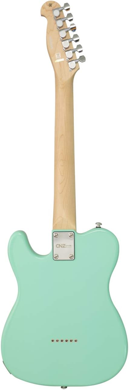 TL Mini Electric Guitar - Surf Green Finish, White Pickguard, 3/4 Short Scale, 7/8 Size Guitar, 2 Single Coil Pickups, C Shaped Maple Neck, Natural Maple Fingerboard, Classic Look & Feel