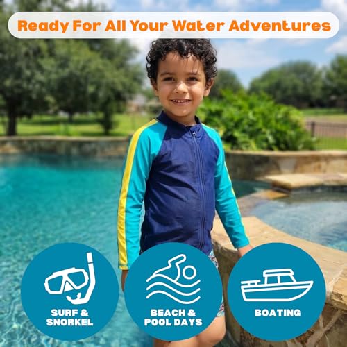 Image of SwimZip Boys' Long Sleeve Rash Guard & Swim Shorts Set - UPF 50+ Sun Protection