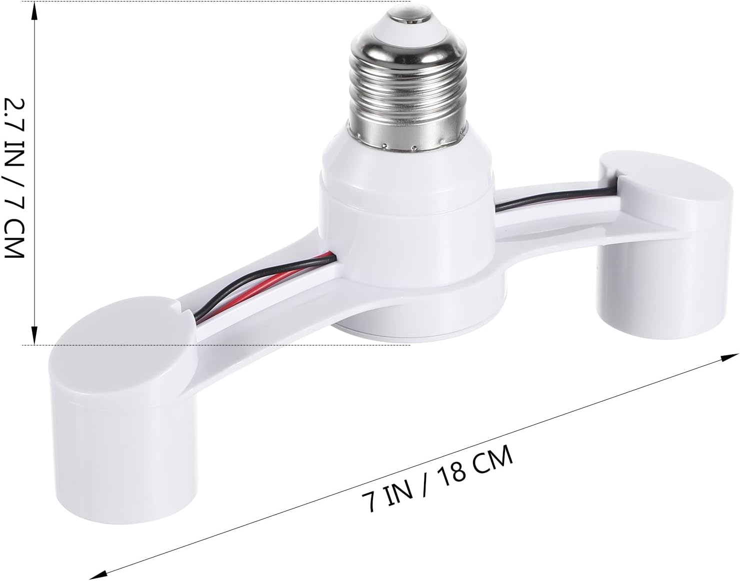 TEHAUX 2-Pack Double Heads E27 Light Socket Splitter, 7-Inch Wide Spacing Dual Lamp Holder, T-Shape Bulb Splitter Adapter for Large LED Bulbs, Garage, Plant Grow Light (Standard Base)
