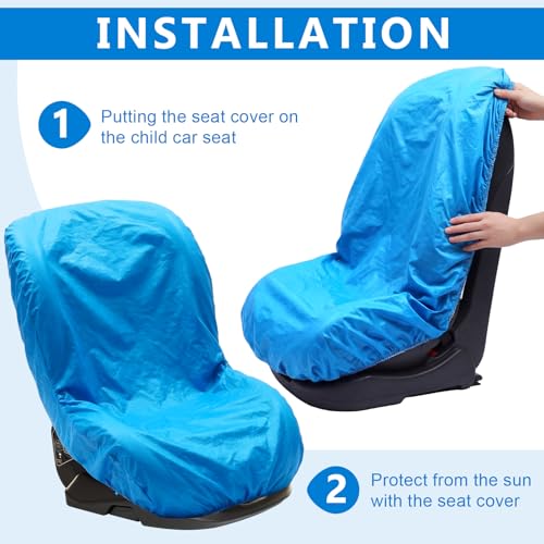 Image of BBTO 2 Pcs Car Seat Sun Shade Covers Baby Car Seat Coolers Protector Reflective Carseat Sunshade Infant Shield Heat UV Sunlight Keep Baby Toddler Child Cool Travel Safety(Classic,Blue)