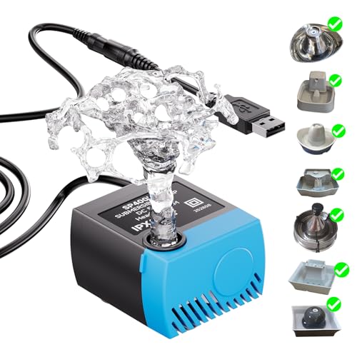 SP-400LV Cat Water Fountain Pump USB Submersible Replacement Pump for Pet Water Fountain Compatible with Ceramic Butterfly Stainless Steel Seaside & 360 Cat Dog Dispensers