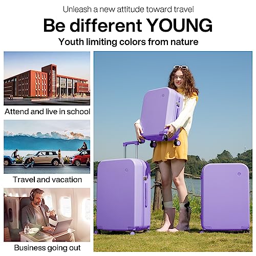 Suitcase Luggage with Spinner Wheels, Mixi Hardside Rolling Suitcase PC with Cover & TSA Lock Lightweight Travel Case 16'' 20'' 22'' 24'' 26'' 28'' Carry on2