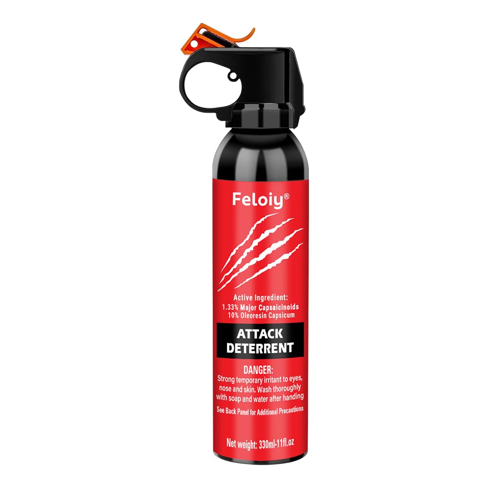 FELOIY Pepper Spray 330ml (11oz) - Home and Outdoor Protective Spray with Safety Buckle, Range 30ft (330ml)