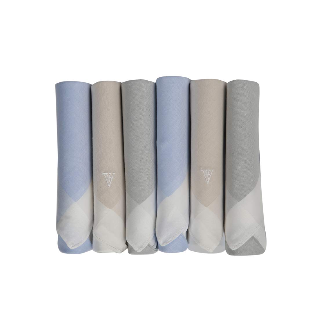 Men's Casual Style Cotton Pastle Handkerchief With Brand Logo (Pack Of 6), Assorted, 45 cm X 45 cm-image-31