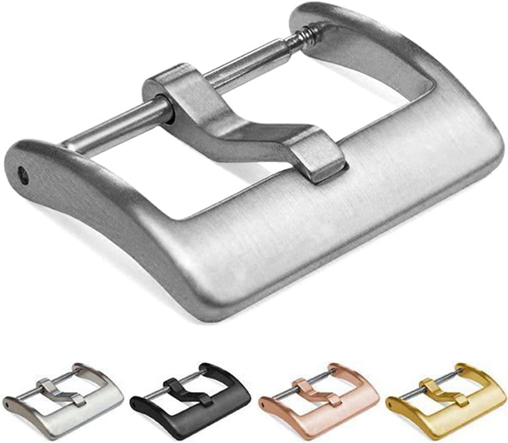 Hemsut Watch Band Replacement Buckle -Black Rose Gold Silver Brushed 316L Stainless Steel - 16mm, 18mm, 20mm, 22mm & 24mm for Leather Silicone Nylon Canvas Watch Bands