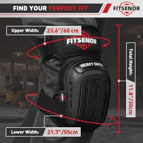 FITSENOR Gel Knee Pads Construction, Safety Heavy Knee Pads for Work, Roofing, Gardening, Cleaning, Laminate Flooring Tools, Construction Accessories Men, Black