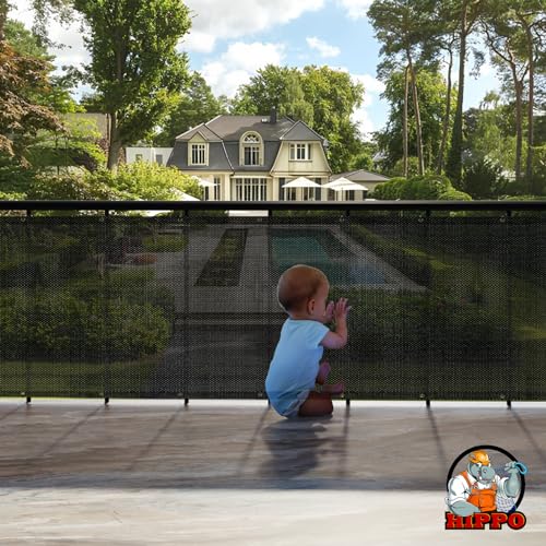 Image of HIPPO Baby Safety Net for Balcony & Staircase Railing Guard for Kids Stairway Safety Net Protector Safety Banister for Baby Toddler (1MTX3MT, Black)