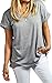 Meaneor Women's Plus Size Baggy Roll UP Short Sleeve V-Neck T-Shirt Top Blouse Dark Gray XL