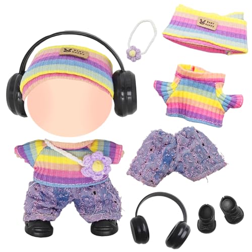 17cm Puppenkleidung Mode Puppenbekleidung Accessoire Set mit Regenbogen Stirnband 1 Strickoberteil 1 Shorts 1 Schuhe 2 A...
