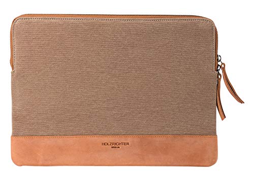 Laptop 13" Sleeve No 3-10 aus Canvas & Leder - Laptop-Hülle für Damen & Herren - Camel-Braun/Beige