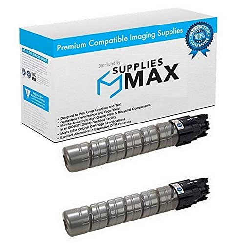 SuppliesMAX Compatible Replacement for Savin C9020/C9020L/C9025 Black Toner Cartridge (2/PK-215 Grams-10000 Page Yield) (Type MP-C2550) (8496_2PK)