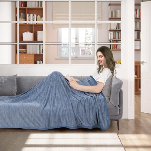 WOLTU Kühldecke 2 in 1, Sommerdecke Arc-Chill, Q-Max  0,45, Doppelseitige Decke für Sommer, selbstkühlend atmungsaktiv leicht, 150 x 200 cm, Blau
