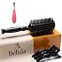 Boar Bristle Round Brush for Blow Out Set by Belula. Round Hair Brush For Blow Drying. Small 2 Wooden Barrel. Hairbrush Ideal to Add Volume and Body. Free 3 x Hair Clips & Travel Bag