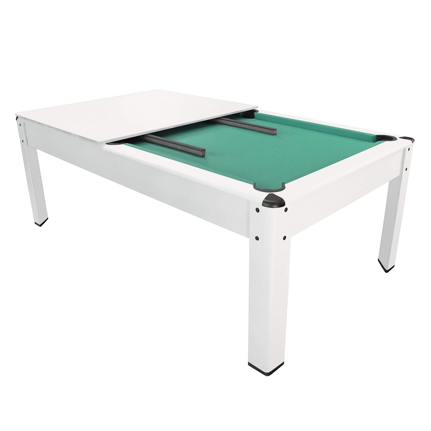 Billard Américain Harmony 6Ft - 206,5 x 116,5 x 80 cm avec Accessoires et Plateau dînatoire - Couleur Ivoire (Blanc) et Tapis Vert