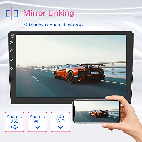 Double Din Android Bluetooth Car Stereo,10.1'' Voice Control Car Stereo with GPS Touch Screen Player,Car Audio Radio Receiver,Support WiFi,USB,FM,Mirror Link,Video Output,Backup Camera (1G RAM 16G ROM