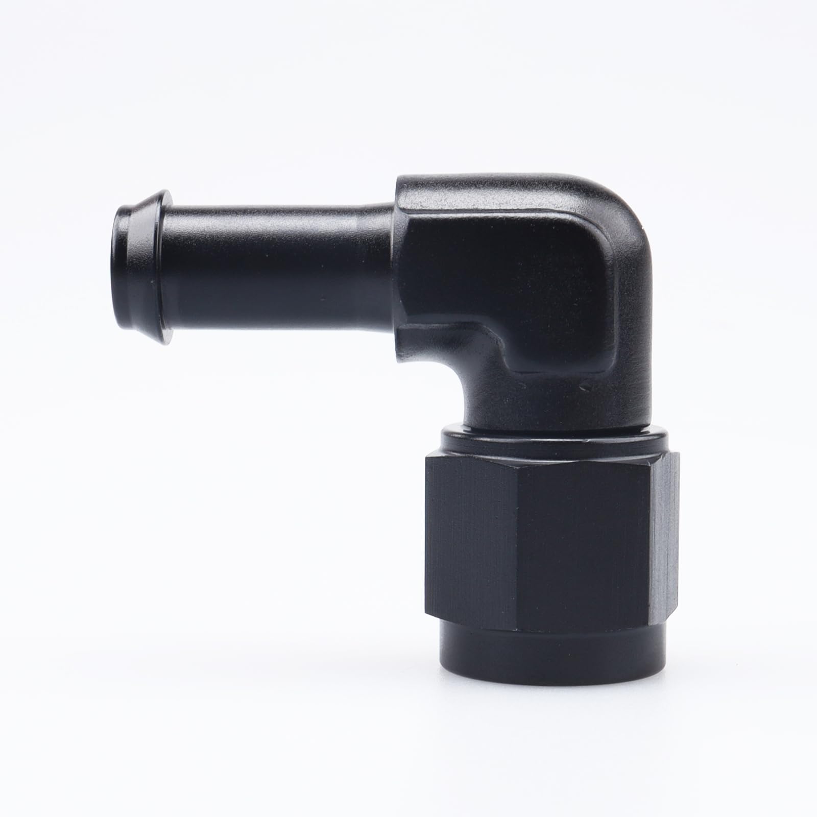 AC PERFORMANCE -6 AN Female to 3/8" Barb 90 Degree Swivel Hose Fitting Aluminum Black