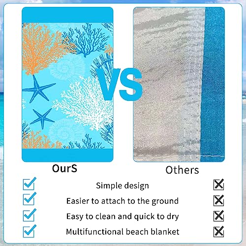 Couverture de plage extra large Andiker tapis de pique-nique imperméable 4 piquets - 5
