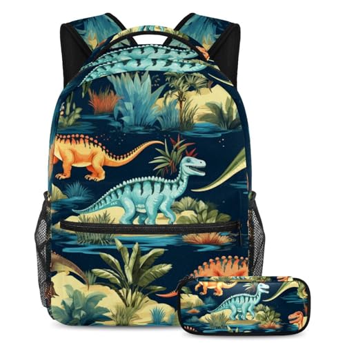 Sac à dos dinosaure 2 pièces grand volume pour éviter les fournitures abîmées