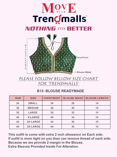 Image of TRENDMALLS Women's Dhupion Silk Embroidery Sequence Work V Neck Sleeveless Blouse Choli Stylish Saree Blouse Ready to Wear