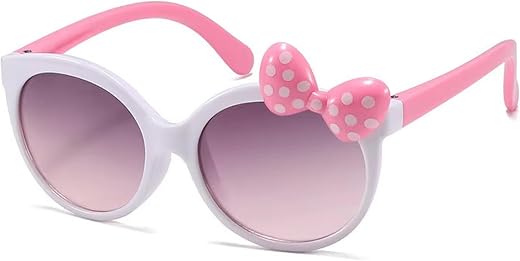 Dervin UV Protected Girl's Bow Cute Sunglasses Baby Personality Cartoon Travel Sunshade Glasses
