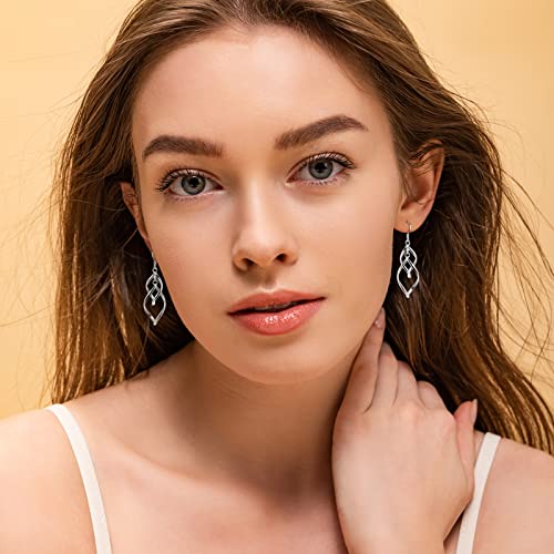 925 Sterling Silver Dangle Earrings Elegant Double Hoops Earrings Handmade Hypoallergenic Infinity Earrings for Women Trendy2