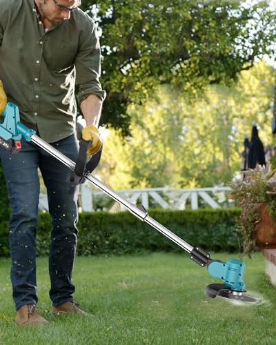 Rasentrimmer mit 2 x 3.0 Akku Freischneider Leichter Rasenmäherschneider für Rasenschneiden, 10 Metall-Fadenspule, 10 Kunststoffklingen, 2 Metallklingen, 1... – Bild 7