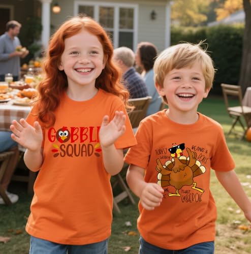 Thanksgiving Shirt Toddler Boys Girls Turkey Squad Graphic T-Shirt Fall Thankful T-Rex Dinos Tee Tops 2-7Years2