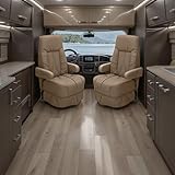 Qualitex De Leon RV Captain Chair Seat, Manual Lumbar & Recline, 7-Spring Base, Driver or Passenger for RV, Van, Motorhome, Lt. Sand, Driver Side