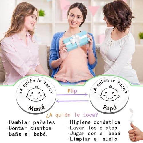 FANAOREN Babygeschenk, Geschenk für Neugeborene, Mädchen, Entscheidungsmünze für neue Eltern, Geschenk für Neugeborene, originelles Schwangerschaftsgeschenk, Erstlingsgeschenke (Silber)