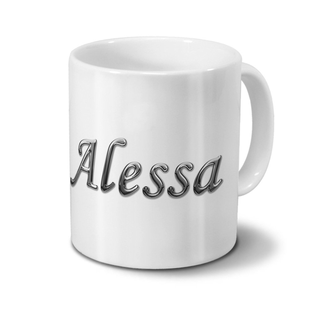Personalisiert Tasse Mit Namen Lisa – Chrom-Schriftzug, 325 Ml, Spülmaschinenfest