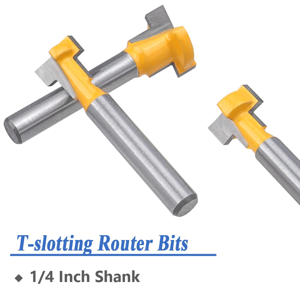 Produktbild von Treki 5-teiliges T-Nut-Fräser-Set – 1/4 Zoll Schaft, Hartmetall-Frässtifte Für Holzbearbeitung, Durchmesser 5/16–5/8 Zoll, Für Sperrholz, MDF & Spanplatten