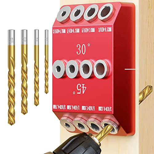 30 45 90 Degree Angle Drill Guide Jig, Kolvoii 4 Sizes Drill Hole Guide