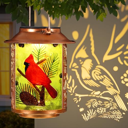 Cardinal Solar Lanterns Outdoor Waterproof,Birthday Gifts for Women Mom Grandma