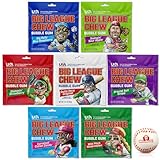 Big League Chew Bubble Gum Variety Pack - All 7 Big League Chew Flavors - 7 Individual 2.12oz Packets - Fun Baseball Snacks For Parties, Teams, and Kids - With WhataBundle! Foam Baseball