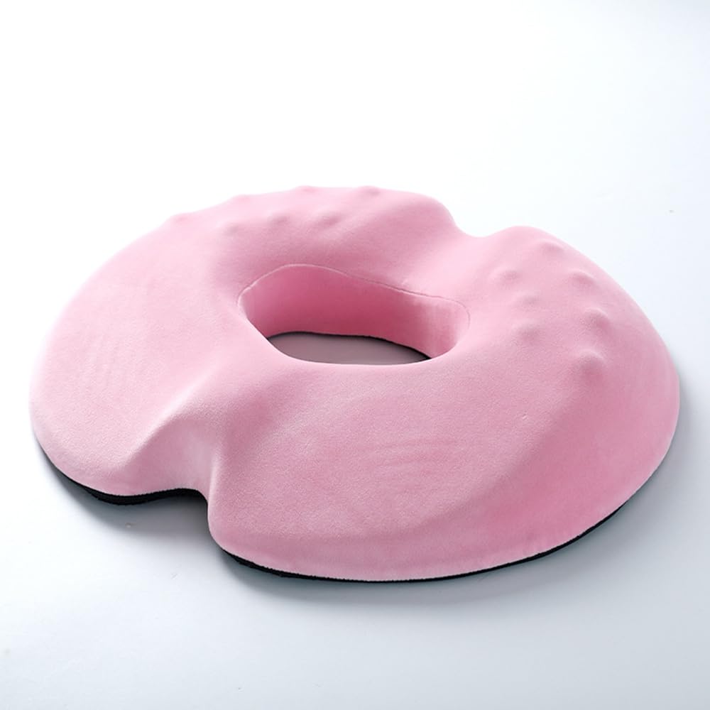 Surwin Cuscino Antidecubito Ciambella per Sedersi, 1Pcs Cuscino Ergonomico Sedia Ufficio Cuscino Memory Foam Sedia per Gravidanza, maternità, Emorroidi, Anziani, Guidatore (40x40cm,Rosa