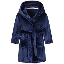 Boys Fleece Robe Sleepwear Hooded Plush Soft Bathrobe for Kids 2-16 Years