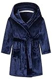 Tunoluker Boys Fleece Robe Sleepwear Hooded Plush Soft Bathrobe for Kids Navy 9-12 Years