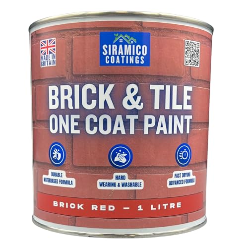 SIRAMICO COATINGS Brick & Tile Paint | 1L - Red | Matt Finish | Interior & Exterior Surfaces for Brick, Tile, Concrete & Stone