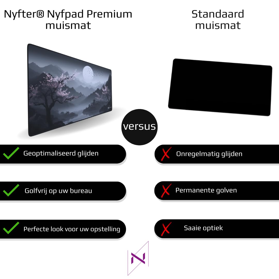 Nyfter - Premium Sakura V3 Gaming Mousepad XXL + 3XL Mousepad Nyfpad XXL Mousepad wellenfrei mit extra vernähten Kanten (3XL)