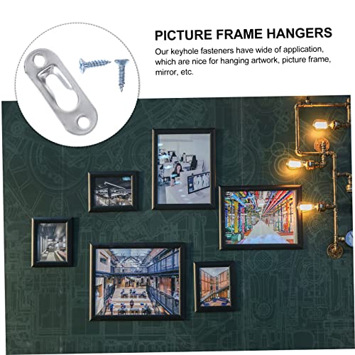 Image of HOMSFOU Mirror Hanging Kit 30 Keyhole Hangers Frame Hangers Metal Wall Mounting Hardware Easy to Use