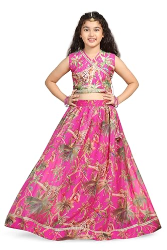 Image of Fashion Dream Girl's Silk Blend Readymade Lehenga Choli Set |Lehenga Choli for Girls|Ethnic Wear|Kids Lehenga