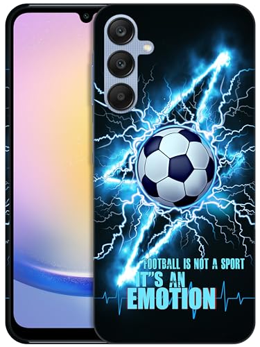 GlamCase Funda protectora para Samsung Galaxy A25 5G, Galaxy A25, diseño de rayo de fútbol impreso, delgada y elegante, de plástico, rígida, a presión, para Samsung A25 5G, color blanco