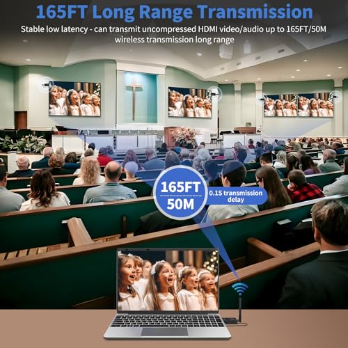 Image of 2026 Upgraded Wireless HDMI Transmitter and 4 receivers,Multi-TV Extender,5.8G / 2.4G,165FT /50M,Plug and Play,HDMI Wireless Splitter transfers of Videos from Laptops /Camera to Multiple TVs /Monitors