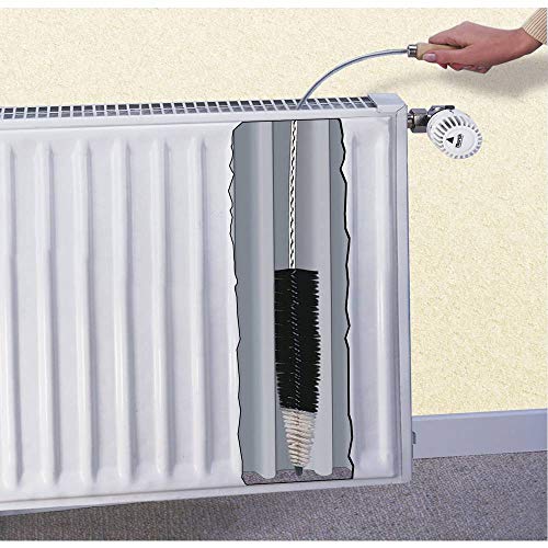 Maximex Cepillo para radiadores planos, flexible, plástico, 5,5 x 120 x 5,5 cm, color negro