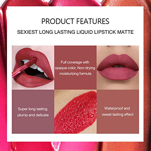Mimore Lipstick 6pcs/set Matte Liquid Lipstick Lip Gloss Kit Long Lasting Waterproof Lip Stick Cosmetics Liquid Lipstick Gift Kit - Image 3