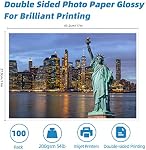 Uinkit 100 Feuilles Papier photo double face 11x17 Gloire 54lb Jeton d'encre 200gsm Nécrologie Bulletin Galerie Afficher les nécrologies A3 Taille 11 x 17 inch pour imprimante jet d'encre