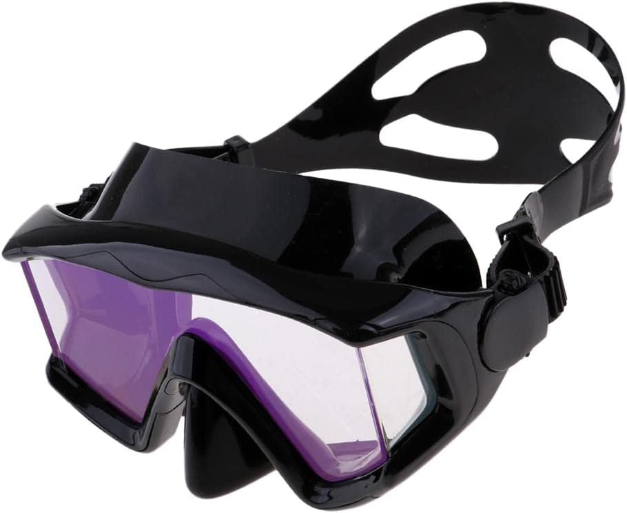 Professional -Fog Diving Mask Goggles with Tempered Lens, Wide Angle Vision, Comfortable Silicone Seal for Swimming, Diving, Snorkeling, Black, Adjustable Strap, 4mm Glass