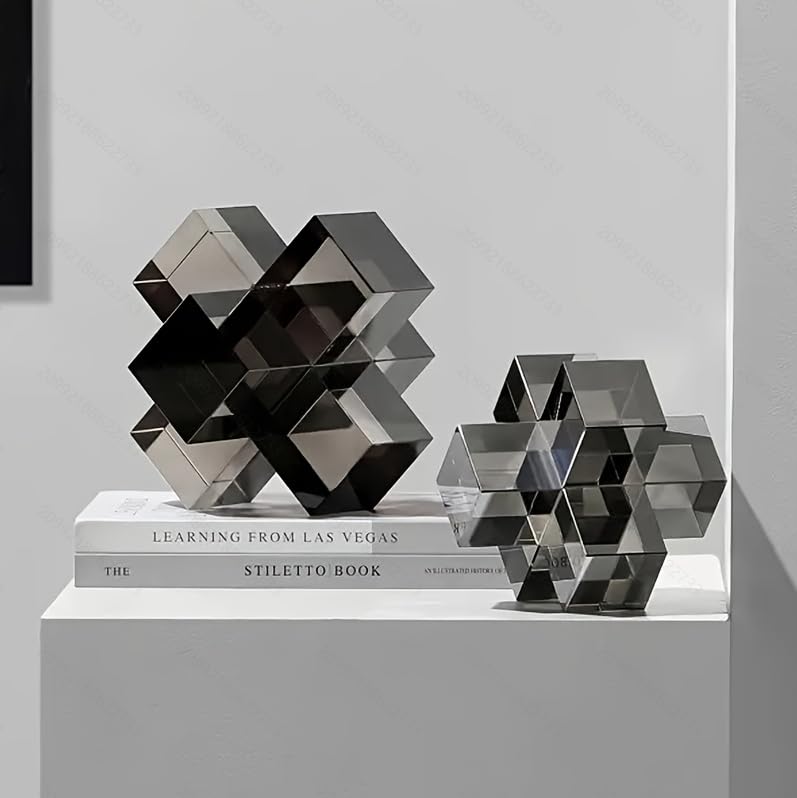 Estatua geométrica moderna minimalista de cristal negro miniatura 2