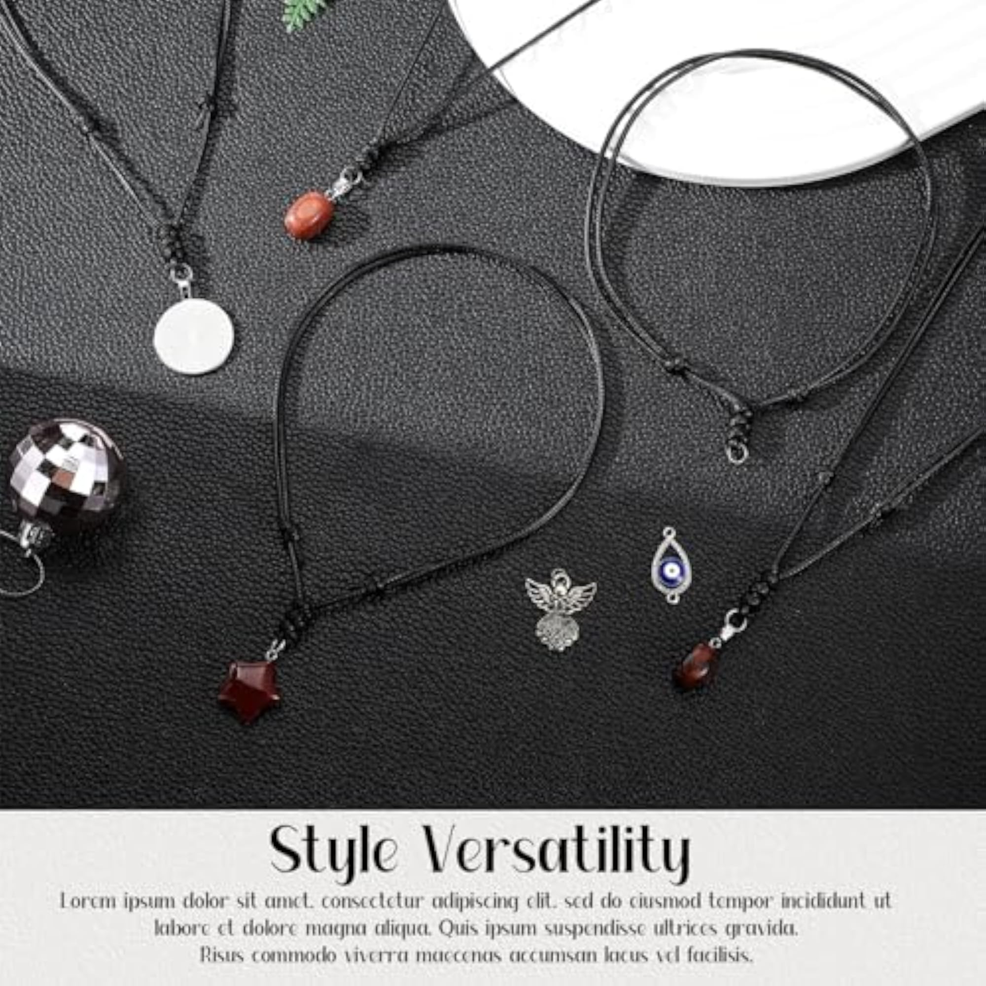 Men's Adjustable Black Polyester Rope Necklace